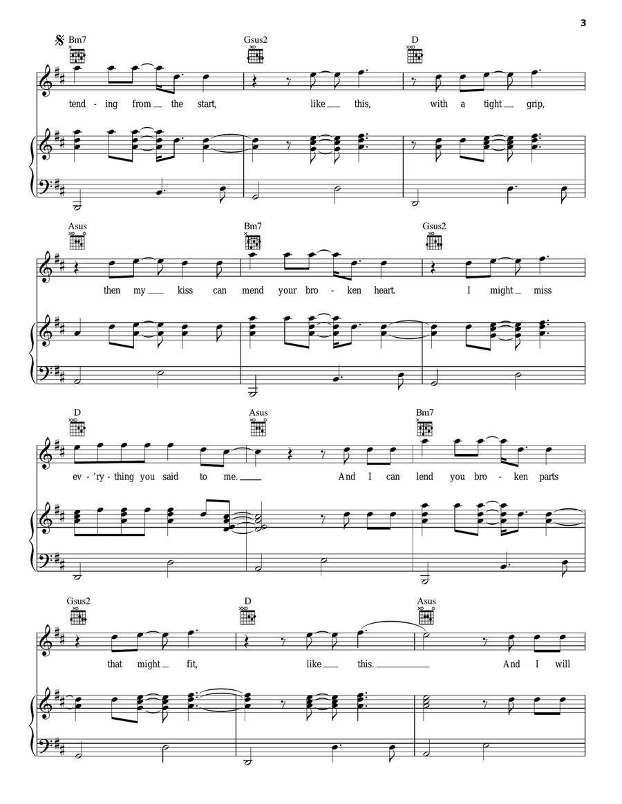 Over Again Piano, Vocal, Guitar scores gallery preview page 3