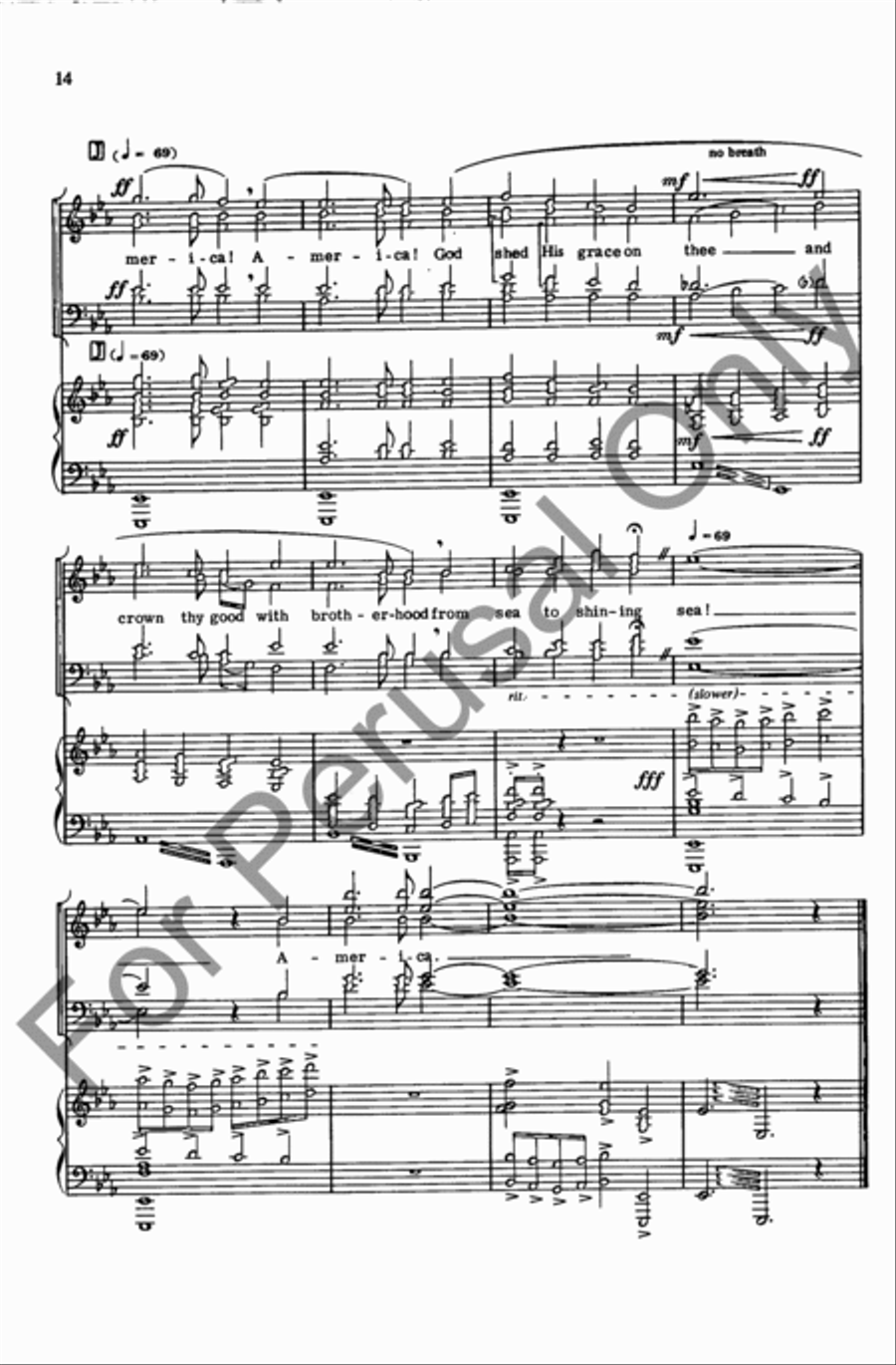 America The Beautiful (Choral Score) 4-Part scores gallery preview page 13