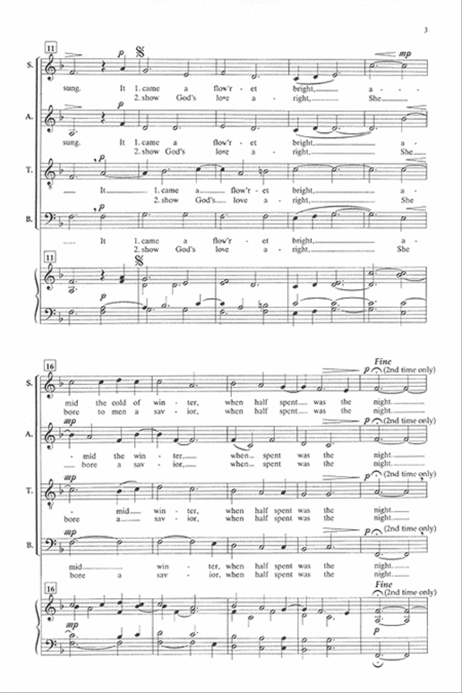 Lo, How a Rose E'er Blooming (SATB) 4-Part scores gallery preview page 3