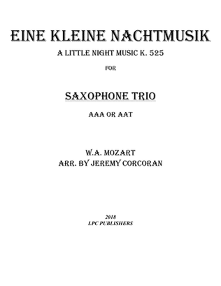 Book cover for Eine Kleine Nachtmusik for Three Saxophones (AAA or AAT)