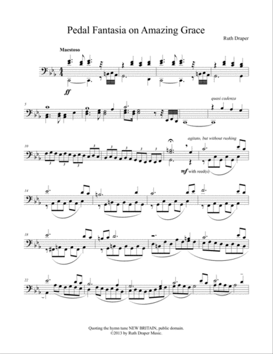 Pedal Fantasia on Amazing Grace Organ Solo scores gallery preview page 1