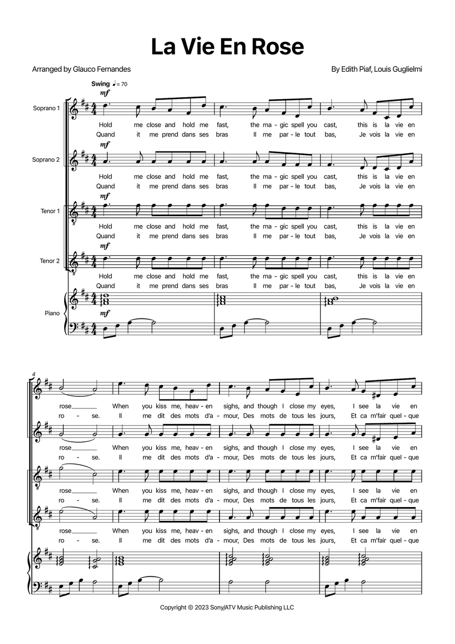 La Vie En Rose 4-Part scores gallery preview page 1