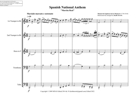 Spanish National Anthem ''Marcha Real'' for Brass Quintet image number null