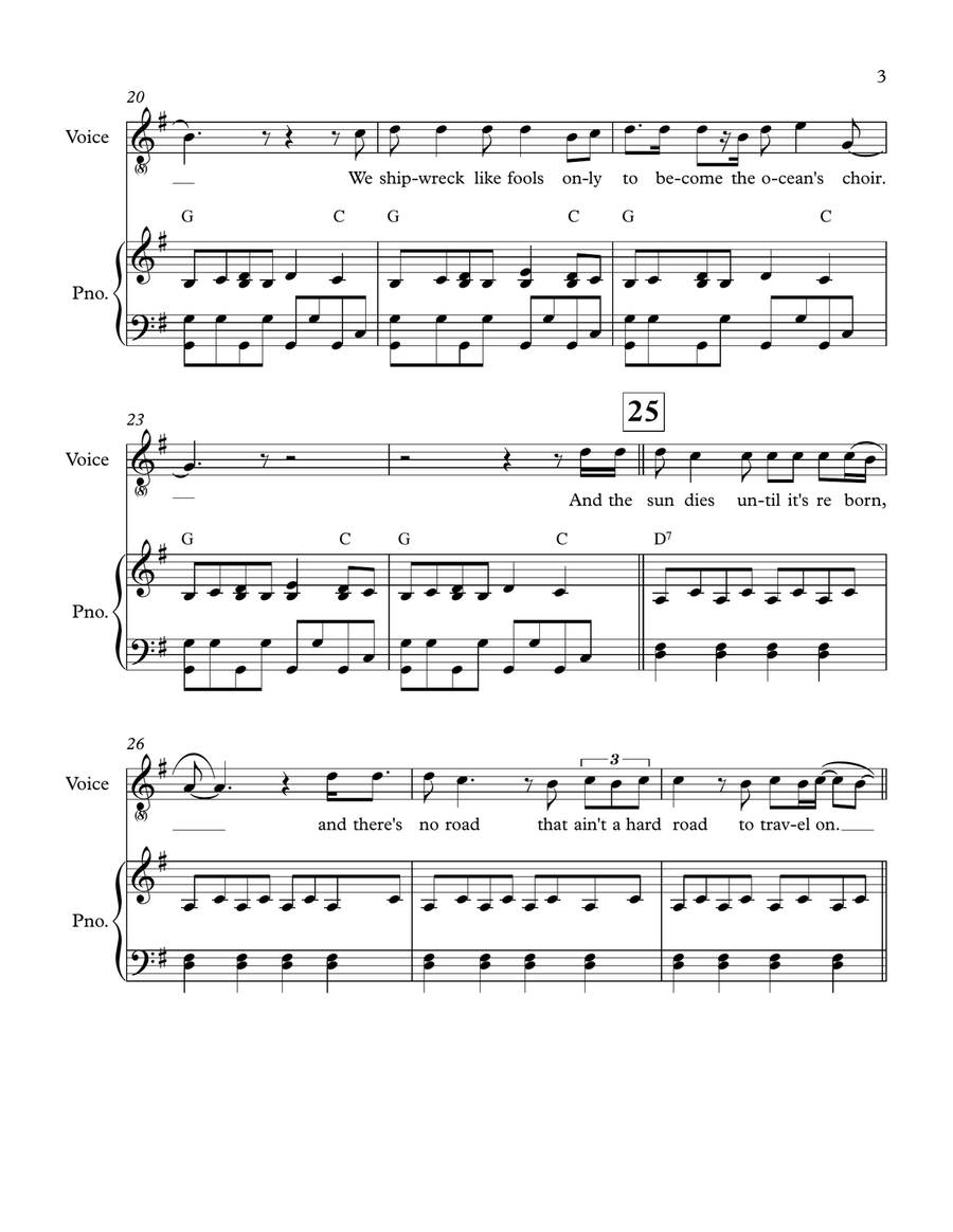 Hard Road Piano, Vocal, Guitar scores gallery preview page 3