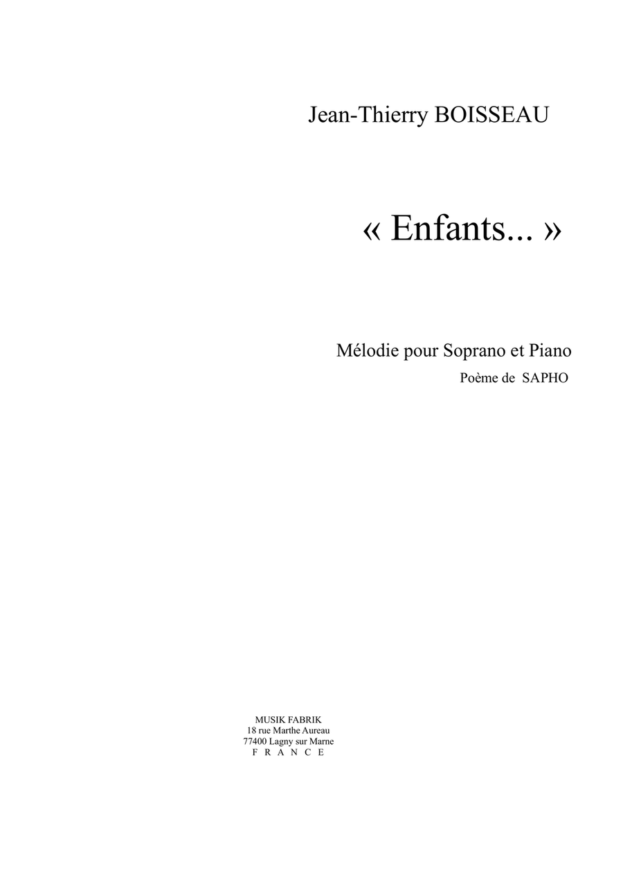 Book cover for Enfants for high voice and piano