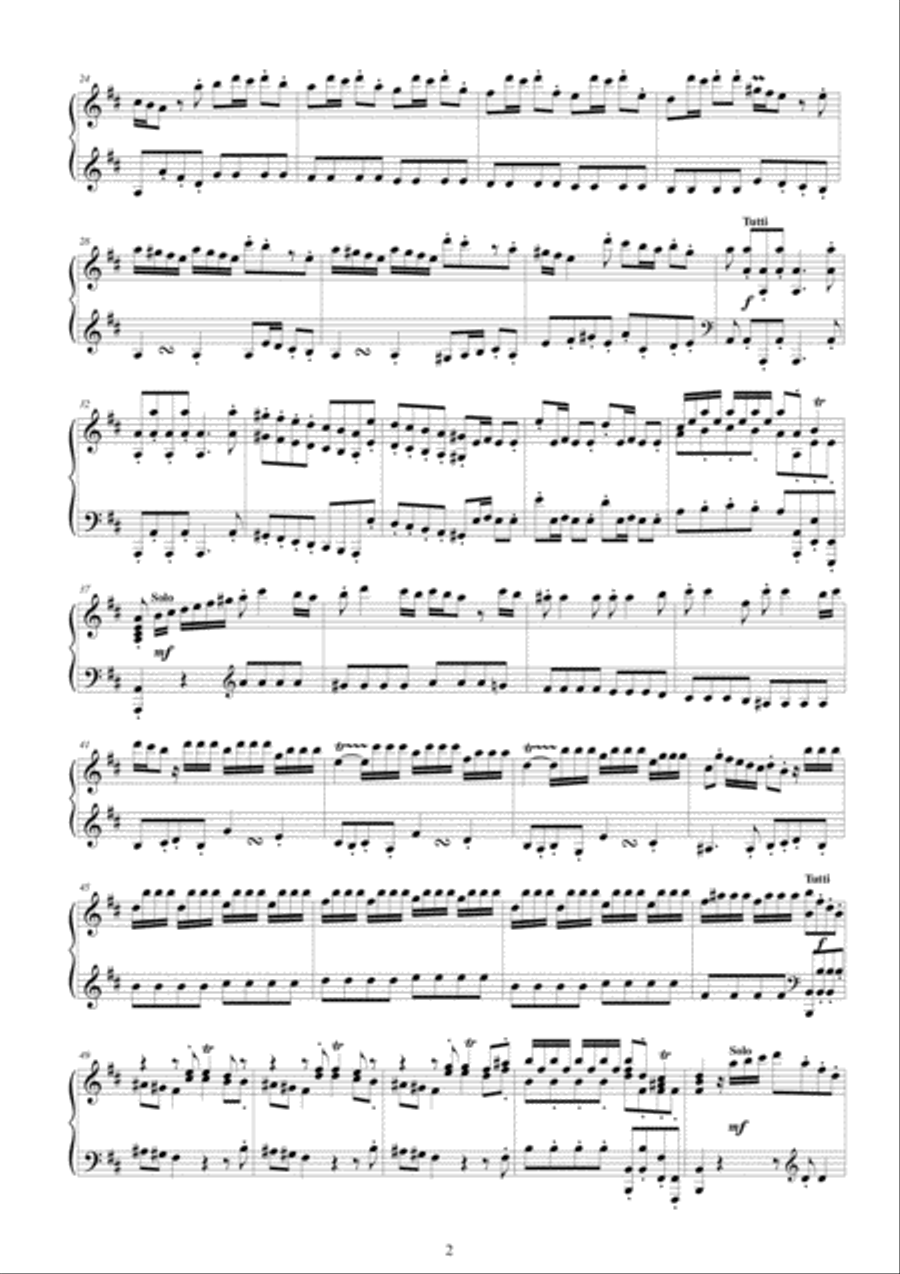 Vivaldi - Concerto in D major RV 429 for Piano Piano Solo scores gallery preview page 2