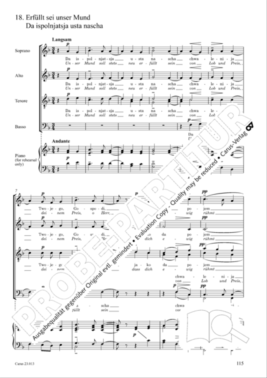 Liturgy of St. John Chrysostom op. 31 for mixed choir a cappella (Chrysostomos-Liturgie op. 31 fur Chor a cappella mit singbarem deutschem Text)