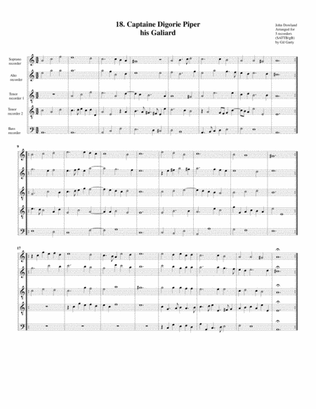 Captaine Digorie Piper his Galiard (18, 1604) (arrangement for 5 recorders)