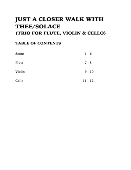 Just a Closer Walk with Thee (in G major): Trio for Flute, Violin and Cello