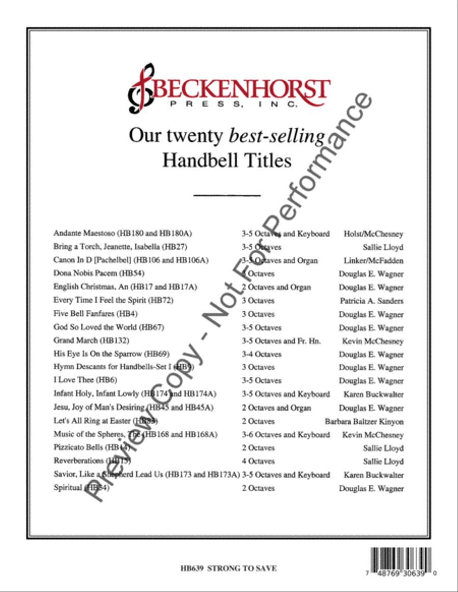 Strong to Save - organ and handbell score Handbell Choir scores gallery preview page 13