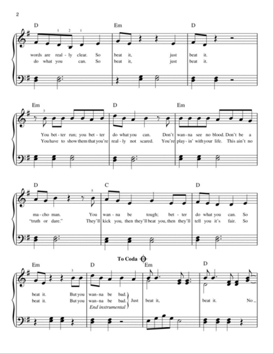 Beat It Easy Piano scores gallery preview page 2