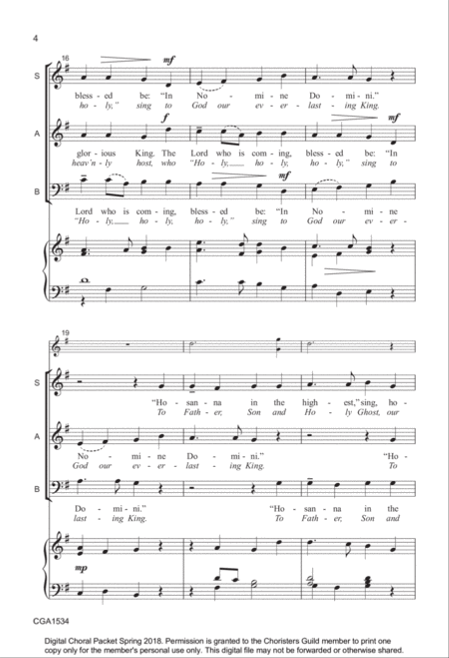 Hosanna in the Highest 4-Part scores gallery preview page 4