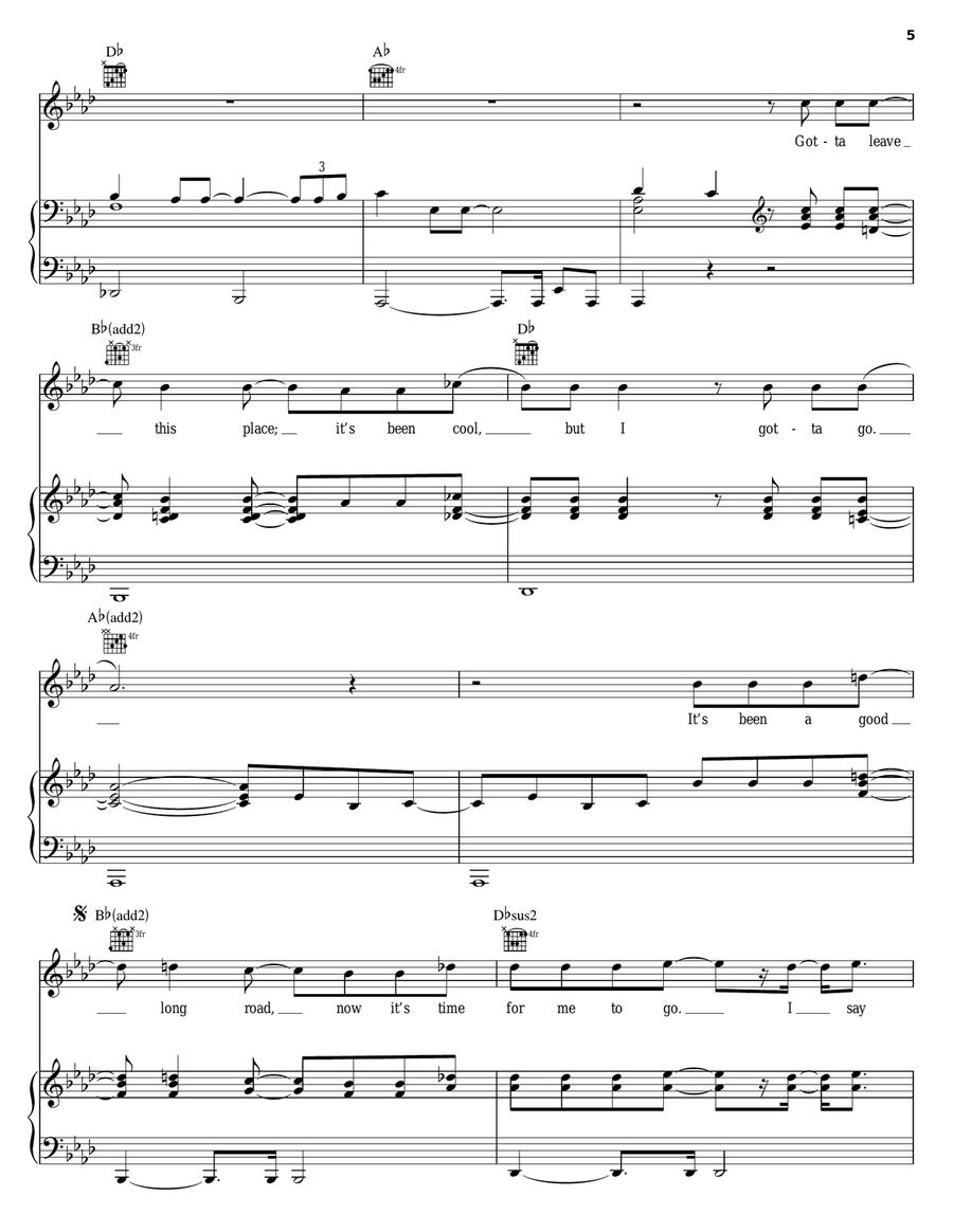The Train Piano, Vocal, Guitar scores gallery preview page 5