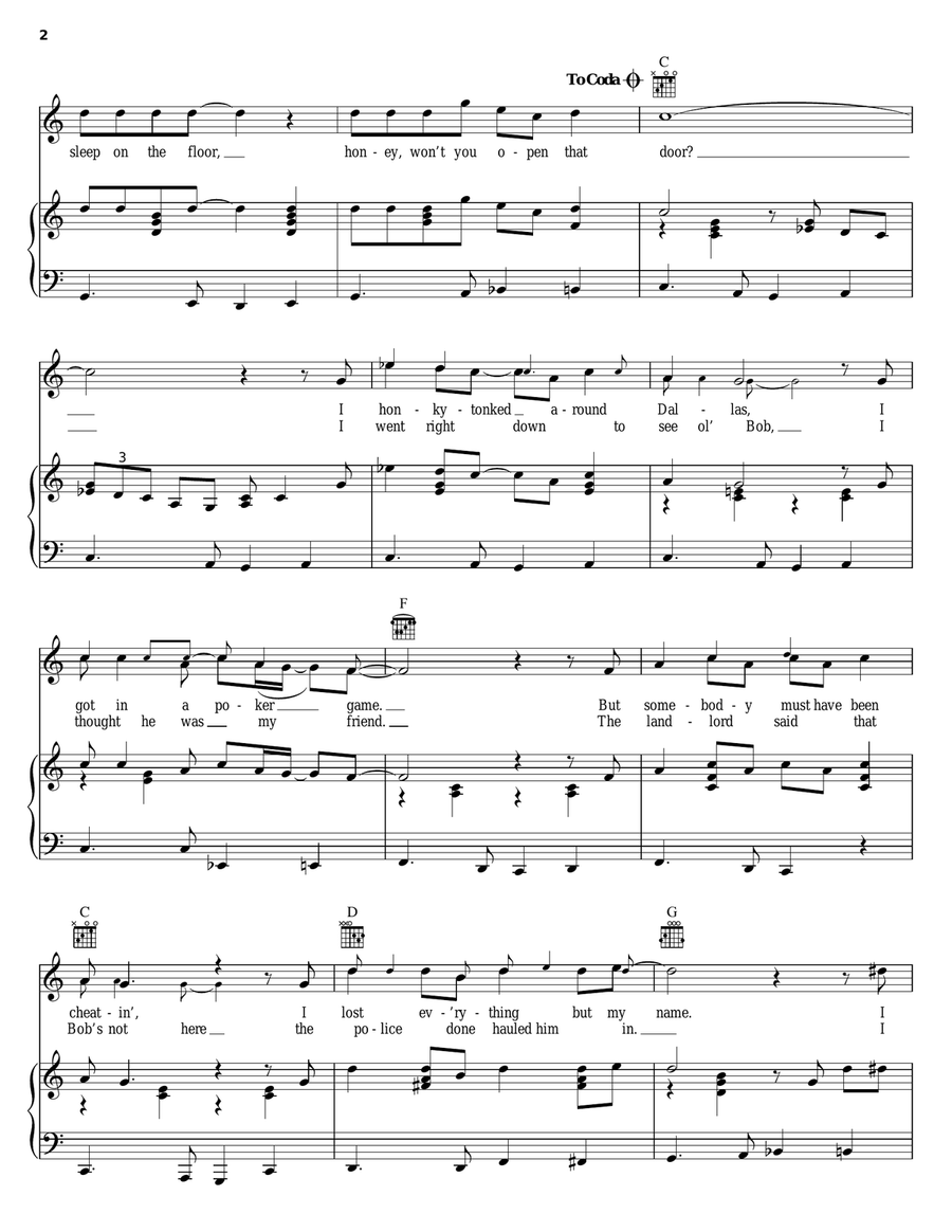 Honey (Open That Door) Honey (Open That Door) Piano, Vocal, Guitar scores gallery preview page 2