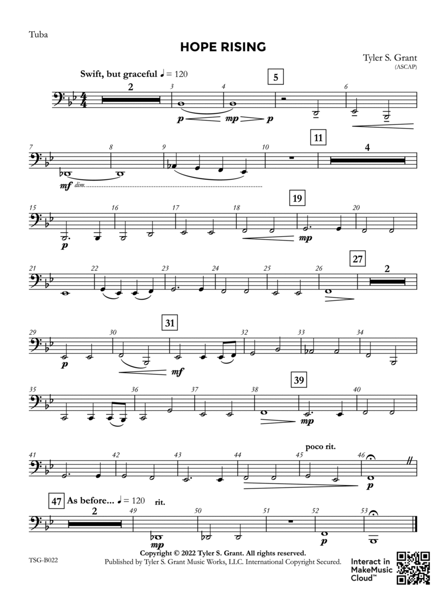 Hope Rising: Tuba Concert Band scores gallery preview page 1