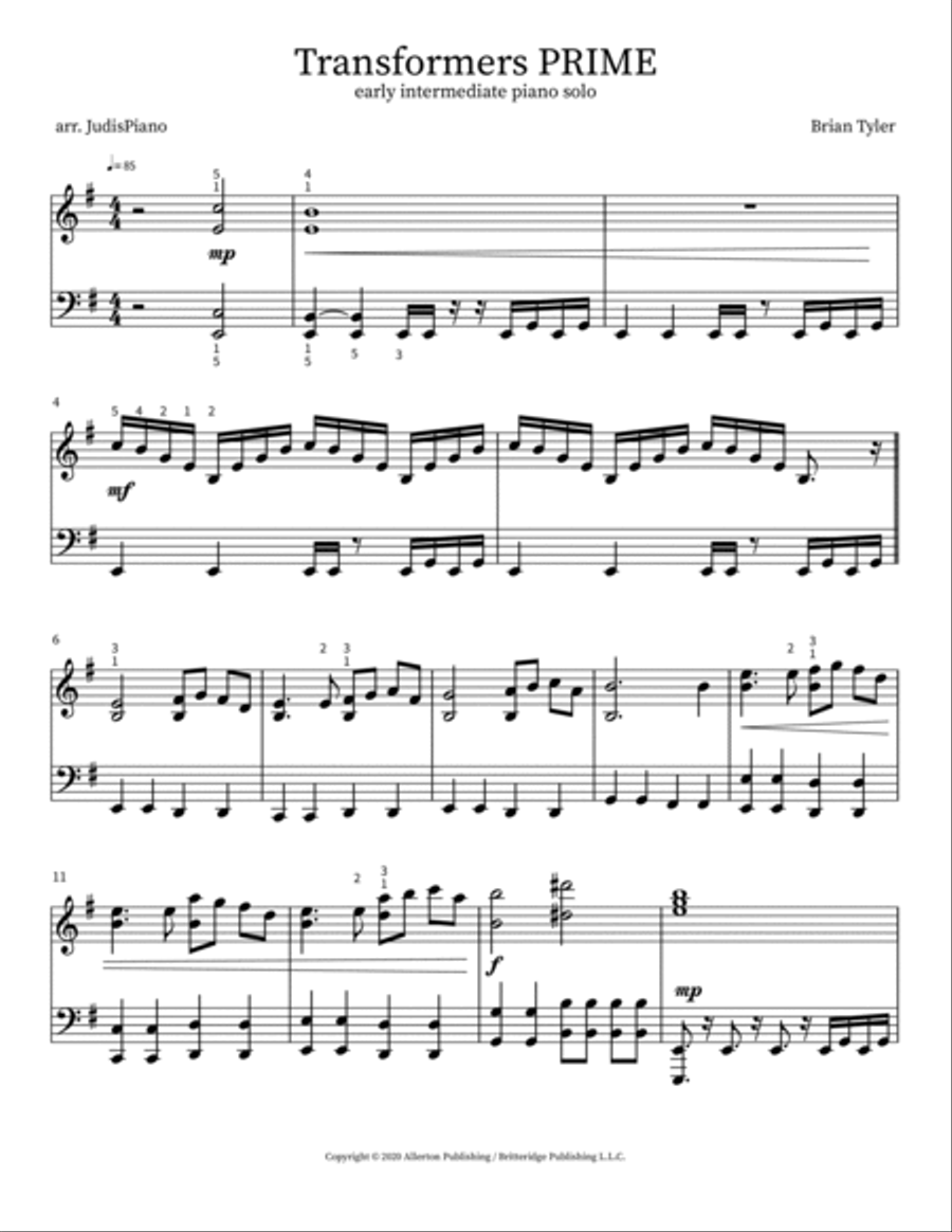 Transformers: Prime Transformers: Prime Piano Solo scores gallery preview page 2