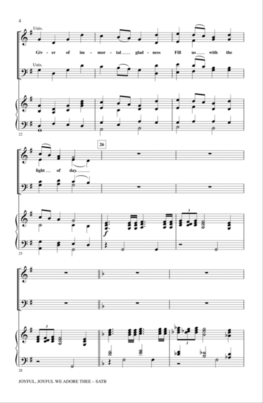 Joyful, Joyful, We Adore Thee 4-Part scores gallery preview page 3