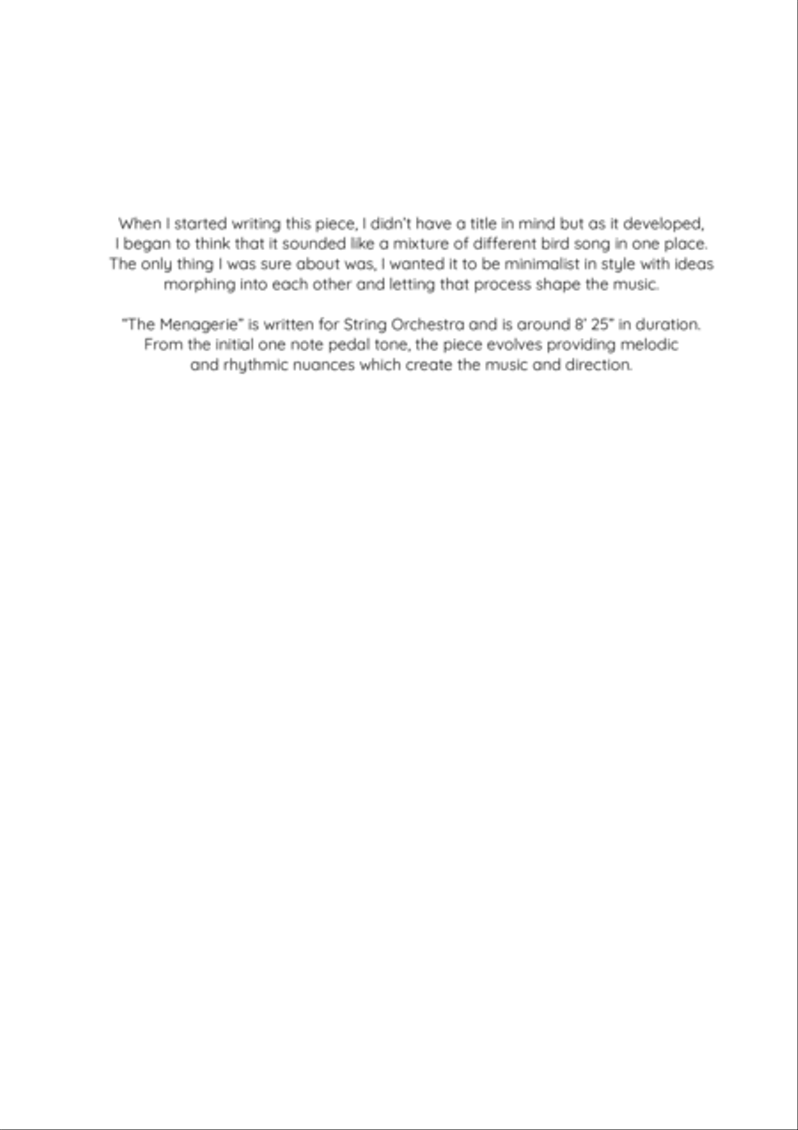 The Menagerie for String Orchestra String Orchestra scores gallery preview page 2