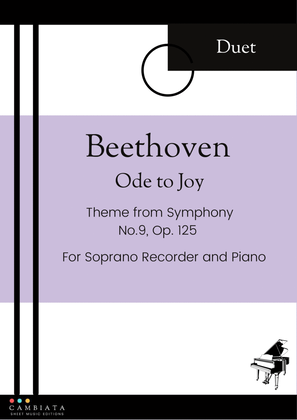 Book cover for Ode to Joy - For Soprano Recorder and Piano accompaniment (Easy)