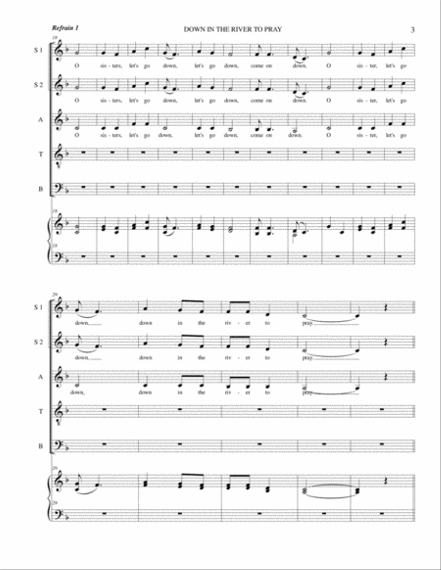 Down in the River to Pray 4-Part scores gallery preview page 3