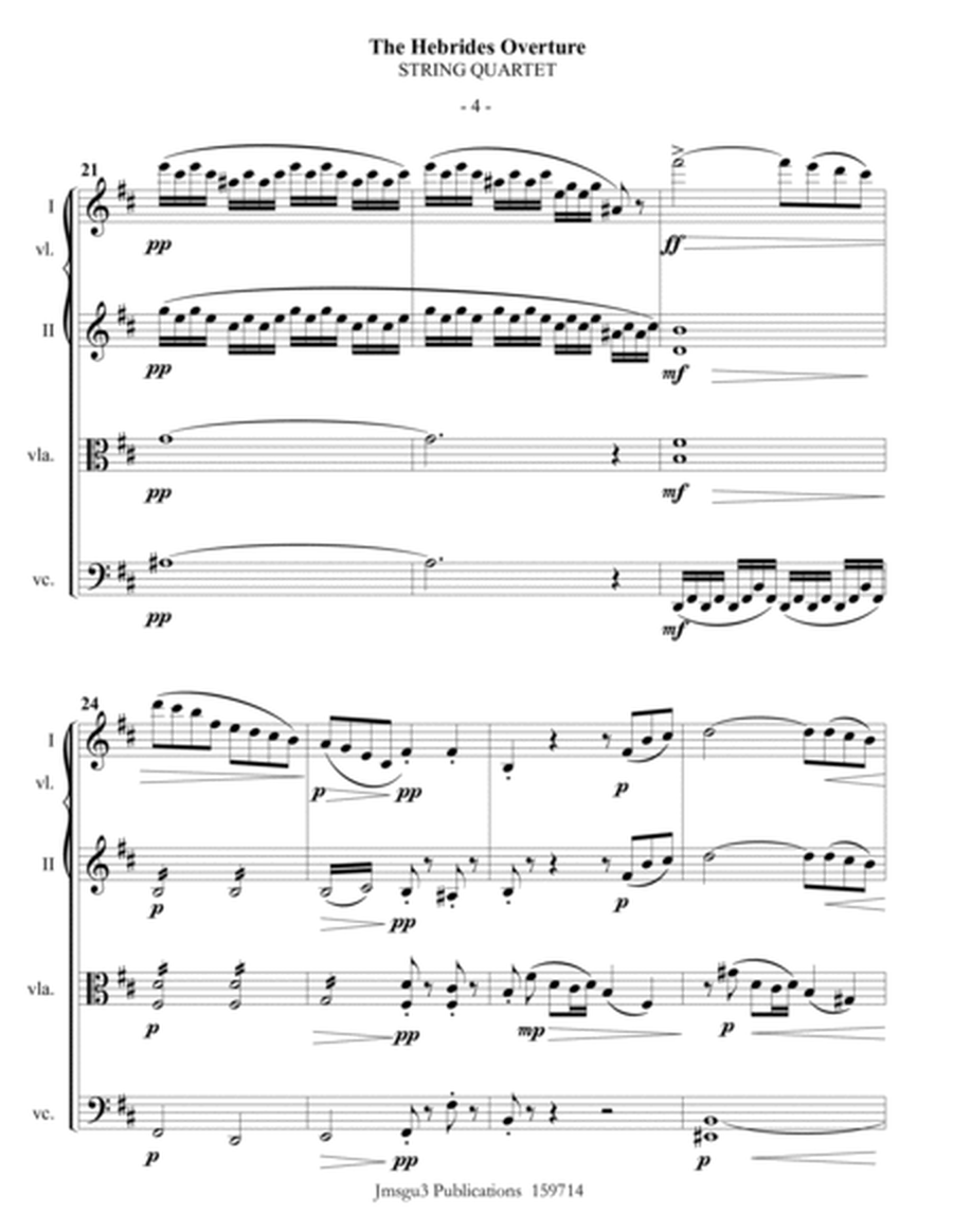 Mendelssohn: The Hebrides Overture for String Quartet image number null