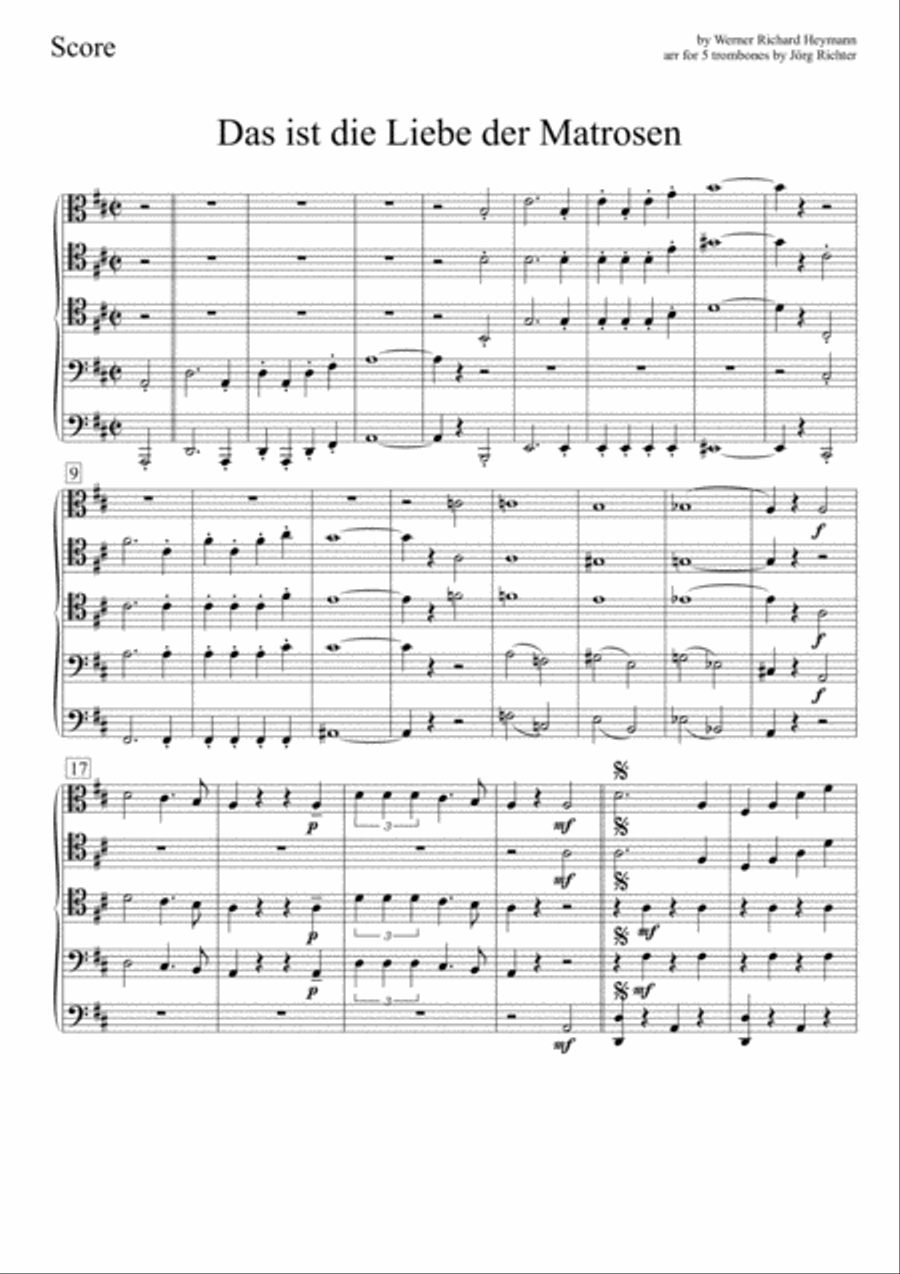 Das Ist Die Liebe Der Matrosen Brass Quintet scores gallery preview page 2