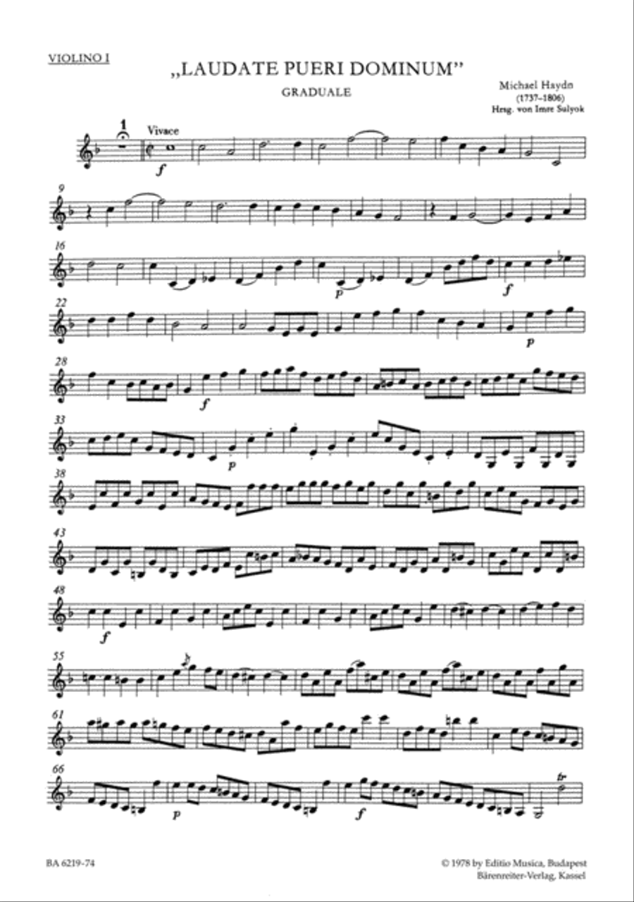 Laudate pueri Dominum Laudate pueri Dominum Violin scores gallery preview page 1