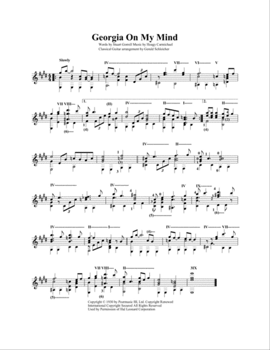 Georgia On My Mind Georgia On My Mind Guitar Solo scores gallery preview page 1