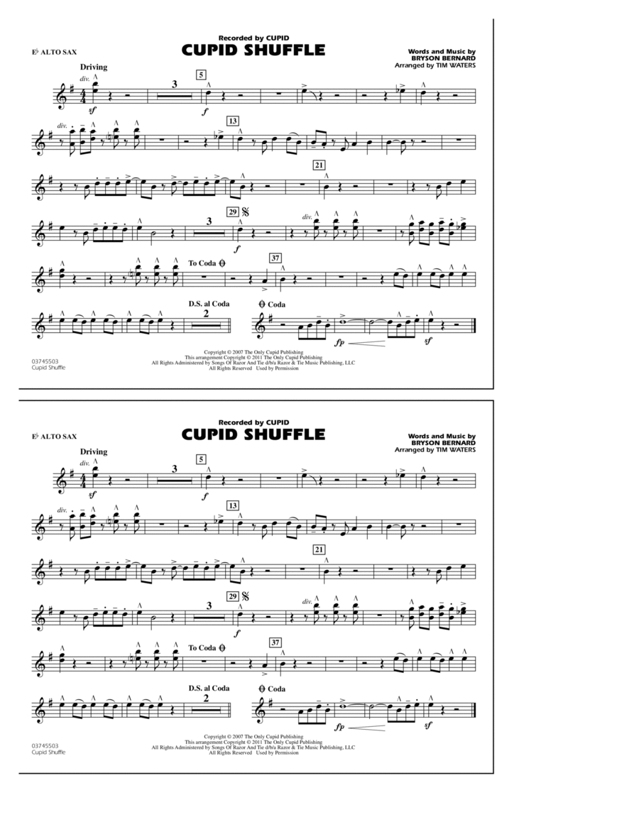 Cupid Shuffle - Eb Alto Sax Marching Band scores gallery preview page 1