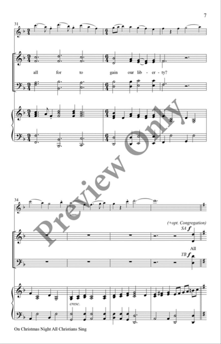 On Christmas Night All Christians Sing 4-Part scores gallery preview page 7