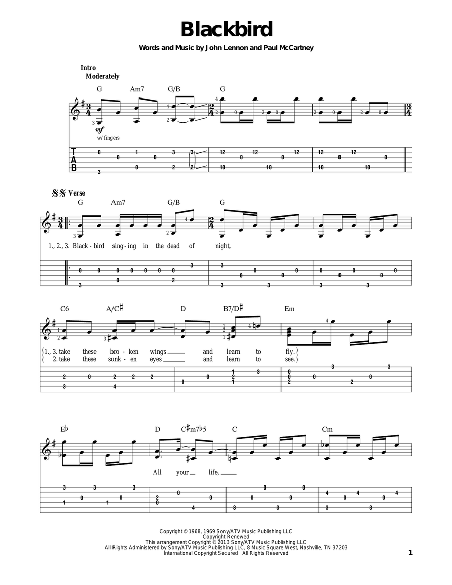 Blackbird Blackbird Acoustic Guitar scores gallery preview page 1