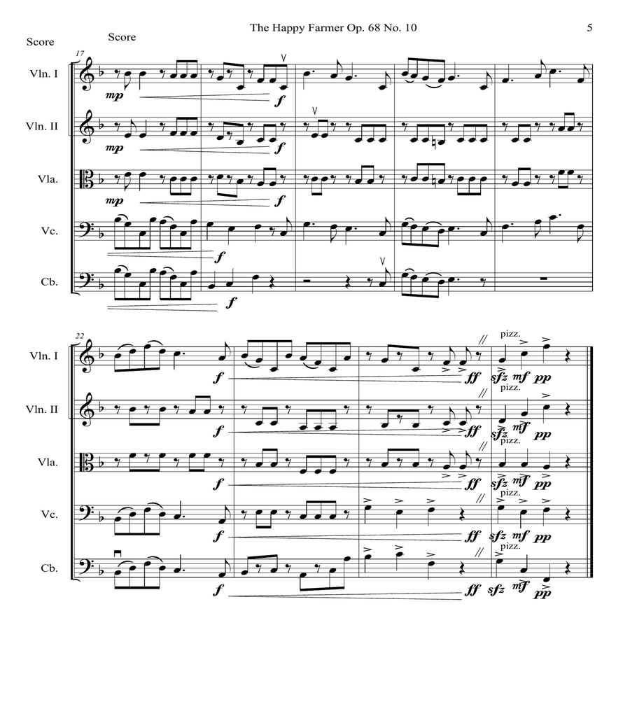 Two Favorite Robert Schumann Tunes Arr. For String Orchestra image number null