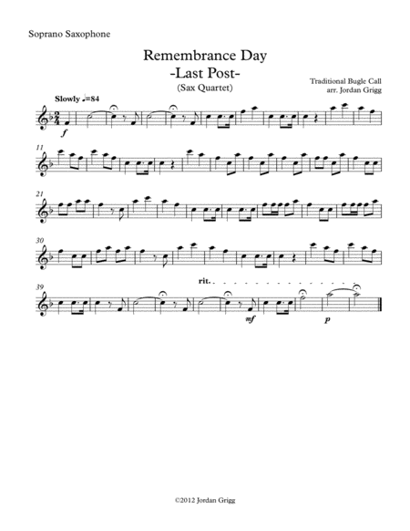 Remembrance Day. 'Last Post' (Sax Quartet) image number null