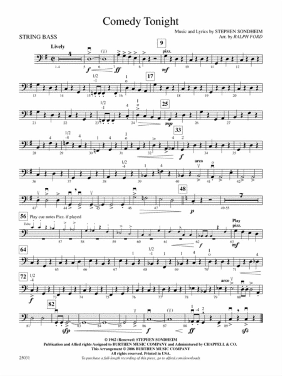 Comedy Tonight: String Bass Full Orchestra scores gallery preview page 1