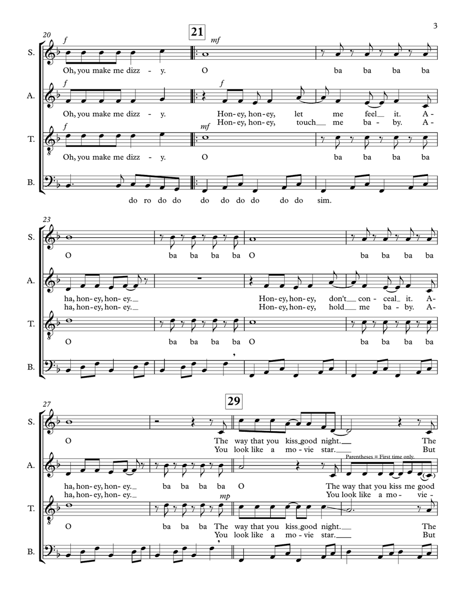 Honey, Honey 4-Part scores gallery preview page 3