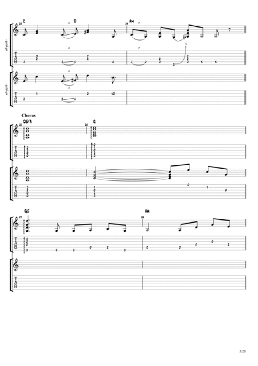 Cry For The Bad Man Guitar Tablature scores gallery preview page 5