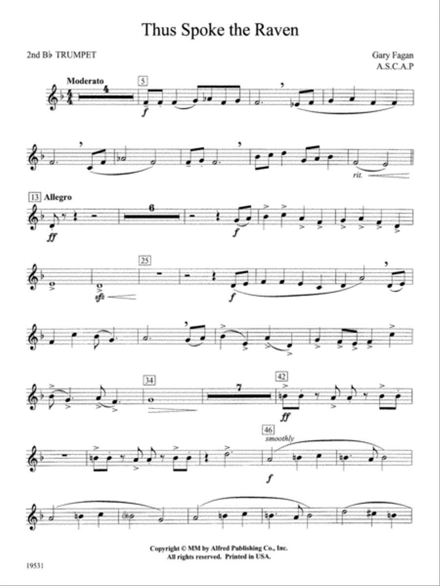 Thus Spoke the Raven: 2nd B-flat Trumpet Concert Band scores gallery preview page 1