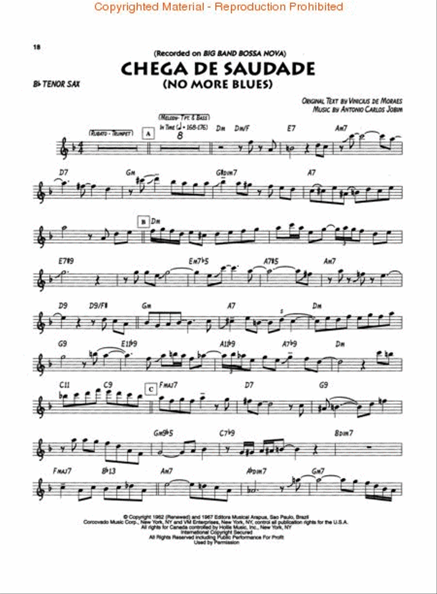 Bossa Novas Tenor Saxophone scores gallery preview page 3