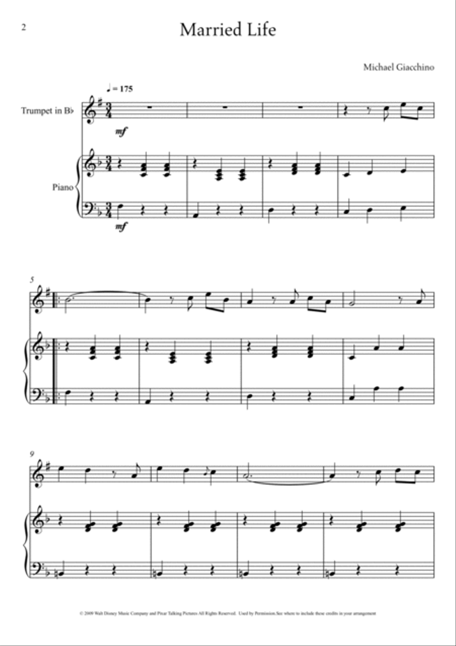 Married Life Trumpet Duet scores gallery preview page 2