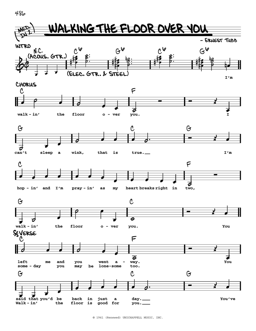 Walking The Floor Over You Voice scores gallery preview page 1