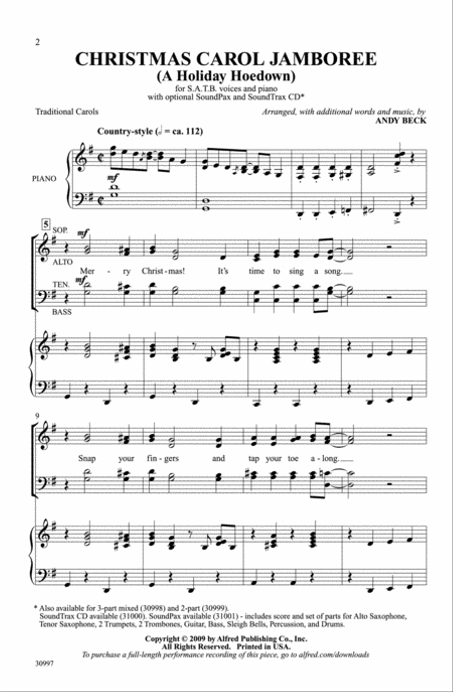 Christmas Carol Jamboree Christmas Carol Jamboree 4-Part scores gallery preview page 2