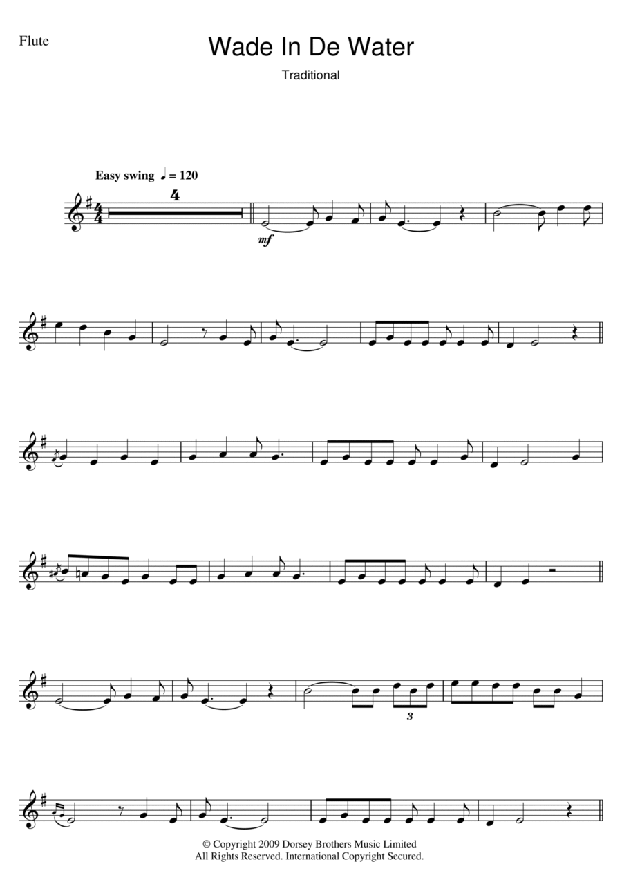 Wade In The Water Flute Solo scores gallery preview page 1