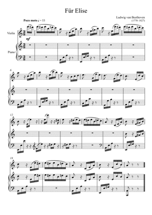 Beethoven - Für Elise (Violin Solo) Easy Version