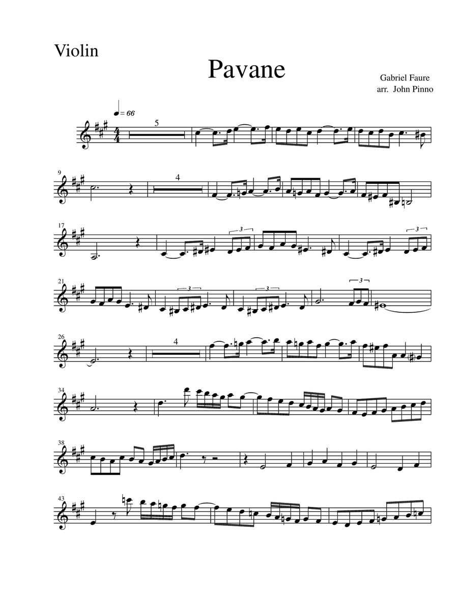 Faure: Pavane for flute, violin, and classical guitar Small Ensemble scores gallery preview page 4