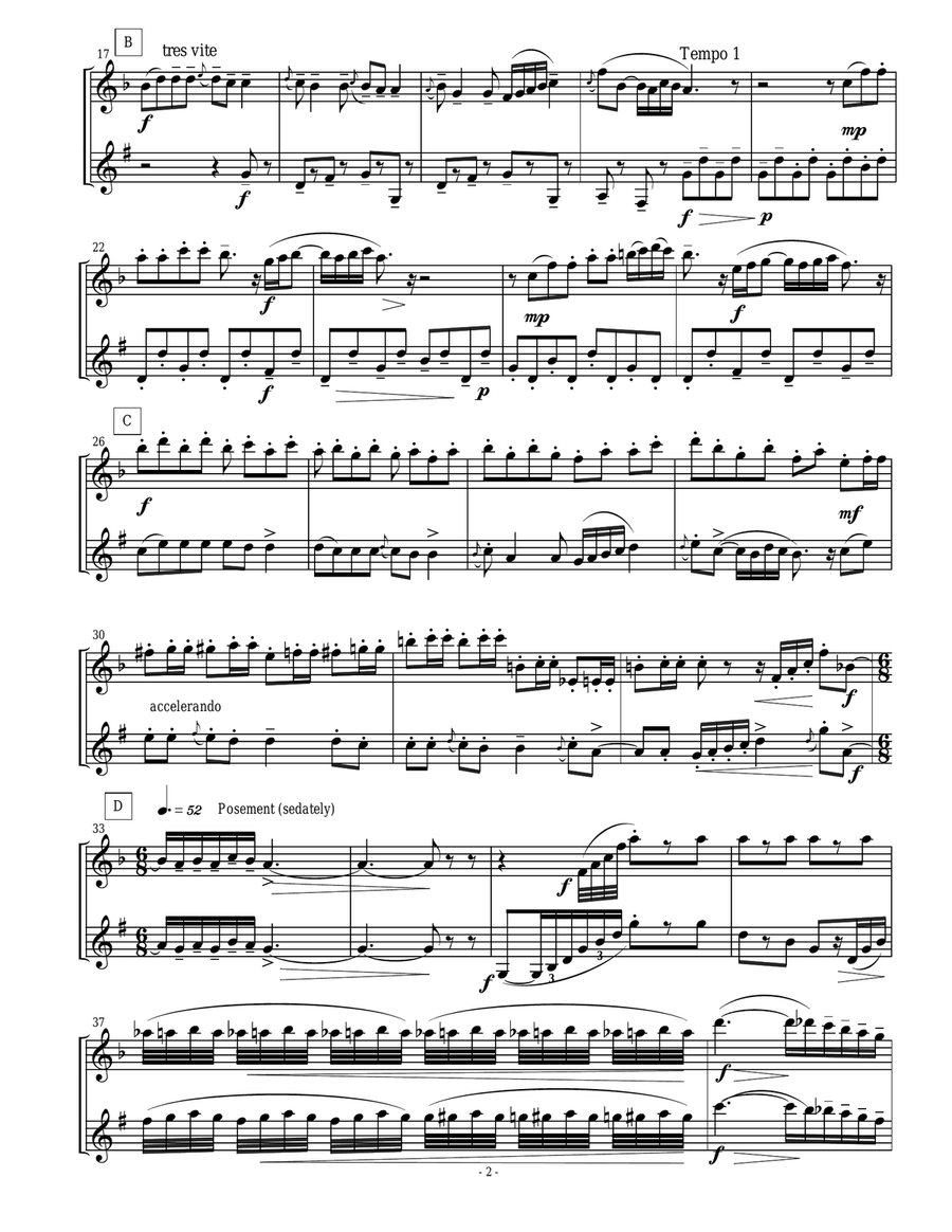 Eastern European Rhapsody - duets for flute and clarinet Woodwind Duet scores gallery preview page 2