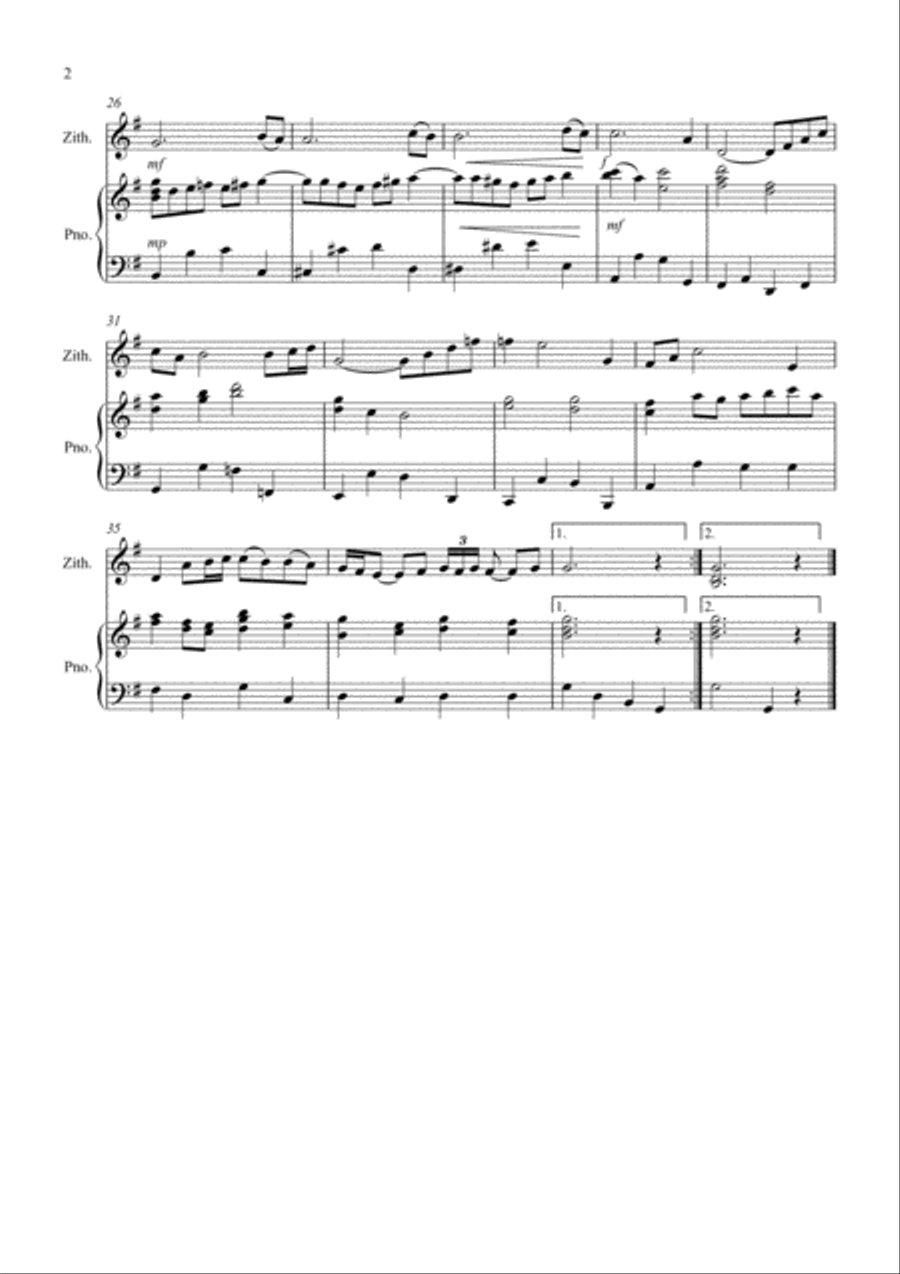 Air on a G String for Zither and Piano Zither scores gallery preview page 2