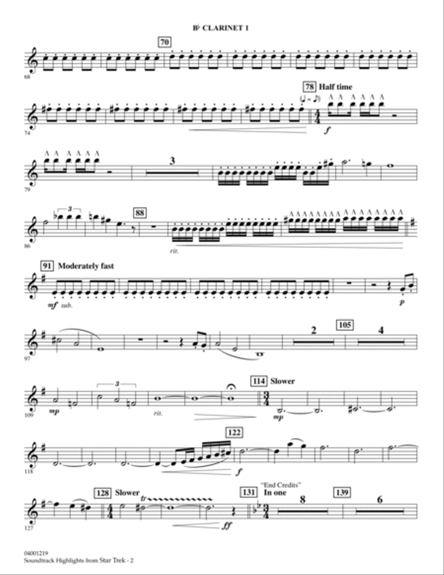 Star Trek - Soundtrack Highlights - Bb Clarinet 1 B-Flat Clarinet scores gallery preview page 2