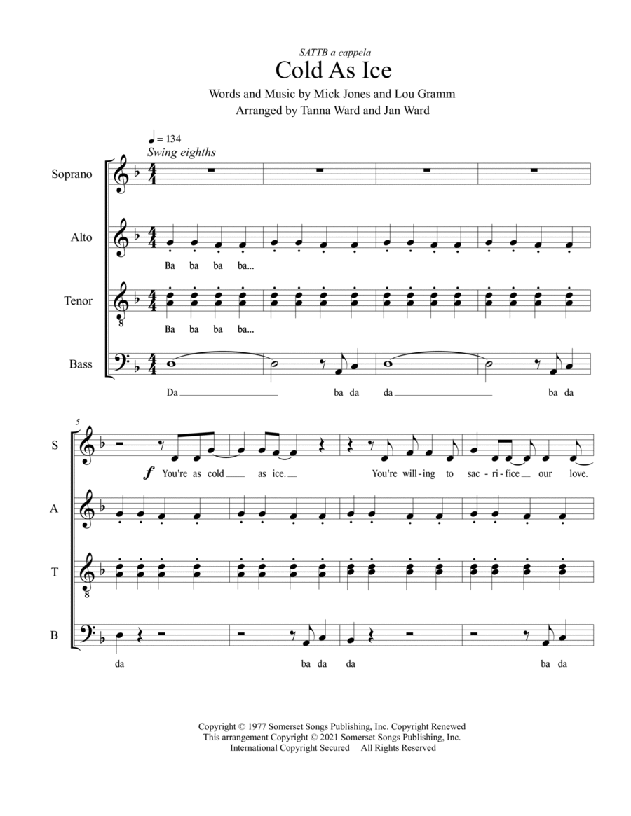 Cold As Ice 4-Part scores gallery preview page 1