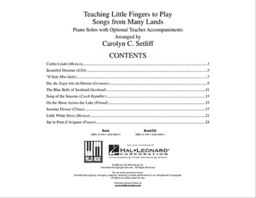 Teaching Little Fingers to Play Songs From Many Lands Piano Method scores gallery preview page 2