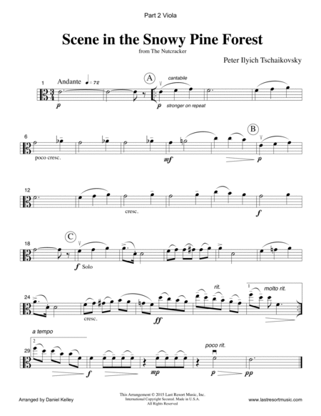 Scene in the Snowy Pine Forest from The Nutcracker for Piano Quartet (Violin, Viola, Cello, Piano) S